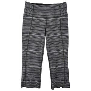Lululemon Size 8 Cropped Leggings Back Slit Hem Gray Stripe Yoga Pants